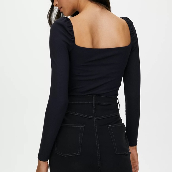 Wilfred Fortune Square Neck Puffed Sleeve Bodysuit Black - Picture 11 of 11